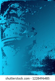 Abstract vector cosmic psychedelic blue and turquoise gradient background. Fractal shiny elements. Particle compounds.