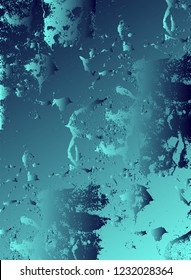 Abstract vector cosmic psychedelic blue and turquoise gradient background. Fractal shiny elements. Particle compounds.