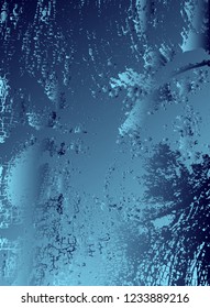Abstract vector cosmic psychedelic blue and turquoise gradient background. Fractal shiny elements. Particle compounds.