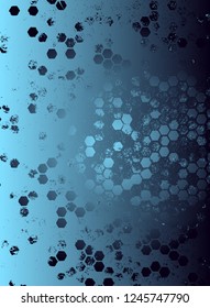 Abstract vector cosmic psychedelic blue and turquoise gradient background. Fractal shiny elements. Particle compounds.