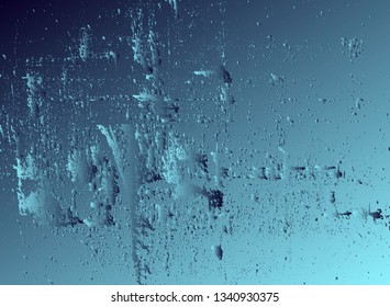 Abstract vector cosmic psychedelic blue and turquoise gradient background. Fractal shiny elements. Particle compounds.