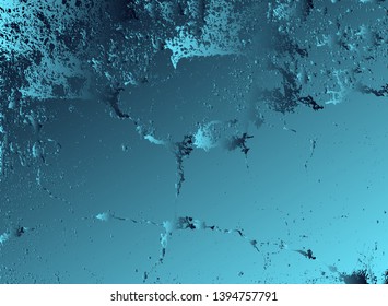 Abstract vector cosmic psychedelic blue and turquoise gradient background. Fractal shiny elements. Particle compounds.