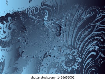Abstract vector cosmic psychedelic blue and turquoise gradient background. Fractal shiny elements. Particle compounds.