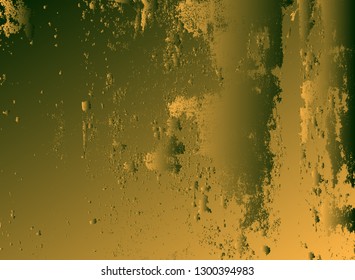 Abstract vector cosmic psychedelic dark green golden gradient background. Fractal shiny elements. Particle compounds.