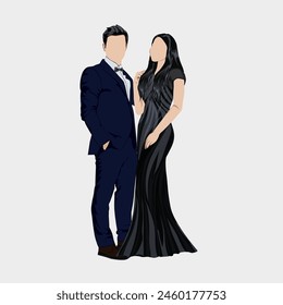 Abstract Vector Couple Dress Design. Illustrator and designer. Wedding Invites, save the date, Birthday Invites, Video Invites, E-Cards.