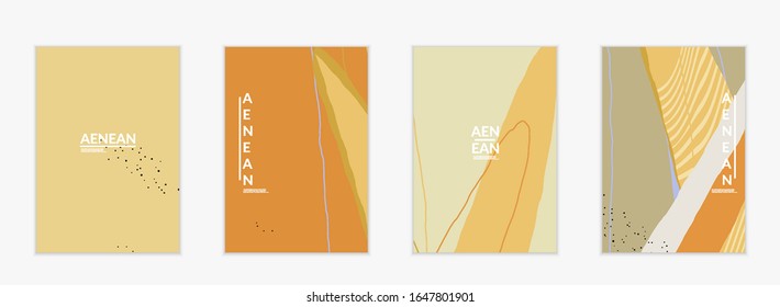 Diseño abstracto de portada vectorial con formas onduladas en colores naturales. Mano texturada con rayas y garabatos. Arte contemporáneo moderno. Afiche o plantilla de impresión para la promoción de la venta.