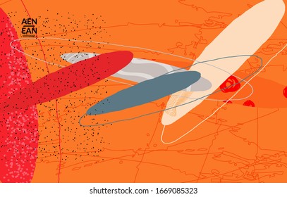Diseño abstracto de portada vectorial con formas onduladas en colores naturales. Mano texturada con rayas y garabatos. Arte contemporáneo moderno. Afiche o plantilla de impresión para la promoción de la venta.