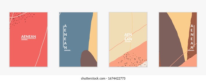 Diseño abstracto de portada vectorial con formas onduladas en colores naturales. Mano texturada con rayas y garabatos. Arte contemporáneo moderno. Afiche o plantilla de impresión para la promoción de la venta.