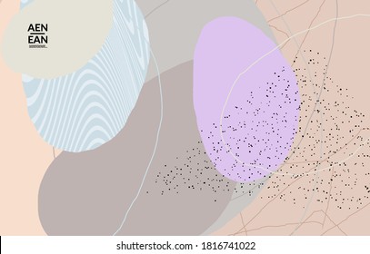Diseño abstracto de la cubierta vectorial con formas onduladas en colores naturales. Mano texturada con rayas y garabatos. Arte contemporáneo moderno. Afiche o plantilla de impresión para un evento de promoción de venta.