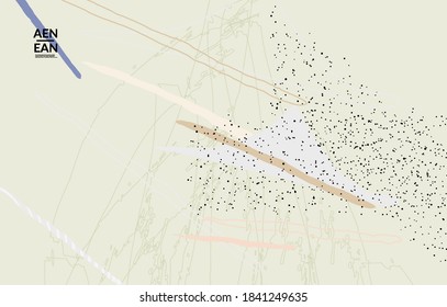 Abstract vector cover design with wavy motley shapes in natural colors. Hand textured with stripes and scribbles. Modern contemporary art. Poster or print template for sale promotion event.