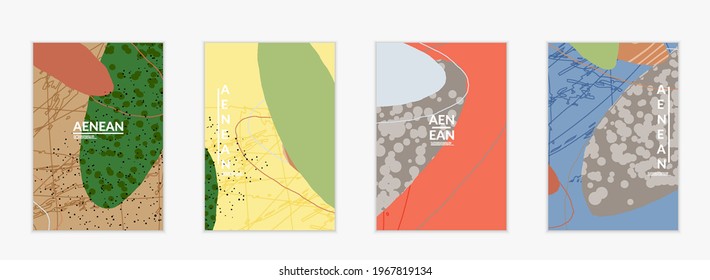 Diseño abstracto de la cubierta vectorial con formas onduladas en colores naturales. Mano texturada con rayas y garabatos. Arte contemporáneo moderno. Afiche o plantilla de impresión para un evento de promoción de venta.