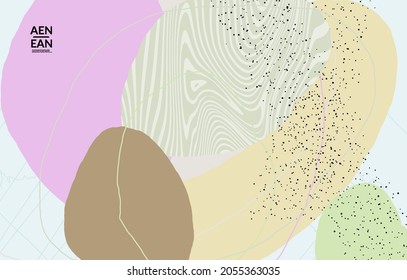 Diseño abstracto de la cubierta vectorial con formas onduladas en colores naturales. Mano texturada con rayas y garabatos. Arte contemporáneo moderno. Afiche o plantilla de impresión para un evento de promoción de venta.