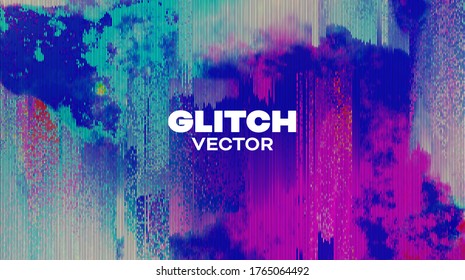 Abstract vector cover glitch. Pixel distorted screen vector background