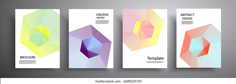 Abstract vector cover illustration. Future geometric 3D mesh design. Collection of templates for brochures, posters, banners, flyers and cards.