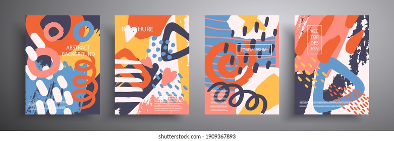 Abstract vector cover illustration. Future geometric design. Collection of templates for brochures, posters, covers, notebooks, magazines, banners, flyers and postcards