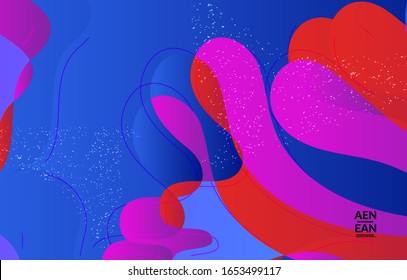 Abstrakte Vektorillustration-Titelvorlage mit leuchtenden Farbverlauf-Wellen überlappenden Formen schwebt strukturiert. Disco Music 80's Poster Design. Rahmen oder Grenze der sozialen Medien.