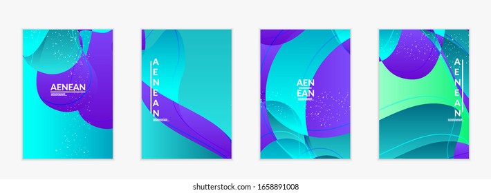 Plantilla de cubierta vectorial abstracta con formas orgánicas solapadas de gradiente brillante con textura gruesa. Líneas onduladas fluidas arte. Diseño de afiches de música Disco de los años 80. Marco o frontera de medios sociales.