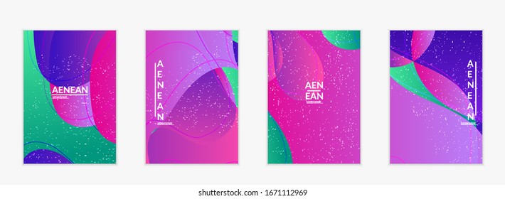 Abstrakte Vektorillustration-Titelvorlage mit leuchtenden Farbverlauf-Wellen überlappenden Formen schwebt strukturiert. Disco Music 80's Poster Design. Rahmen oder Grenze der sozialen Medien.