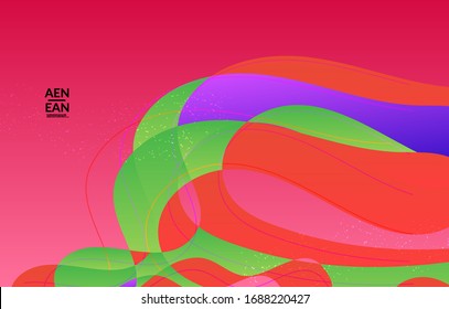 Plantilla de cubierta vectorial abstracta con formas orgánicas solapadas de gradiente brillante con textura gruesa. Líneas onduladas fluidas arte. Diseño de afiches de música Disco de los años 80. Marco o frontera de medios sociales.