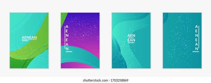 Abstract vector cover template with bright gradient wavy organic overlapping shapes grunge textured. Fluid wavy lines art. Disco music 80’s poster design. Social media frame or border.