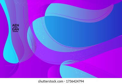 Abstract vector cover template with bright gradient wavy organic overlapping shapes grunge textured. Fluid wavy lines art. Disco music 80’s poster design. Social media frame or border.