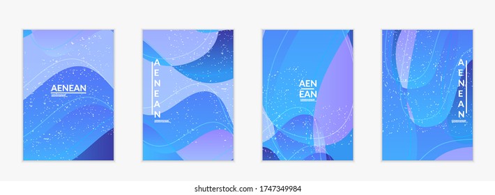 Abstract vector cover template with bright gradient wavy organic overlapping shapes grunge textured. Fluid wavy lines art. Disco music 80’s poster design. Social media frame or border.