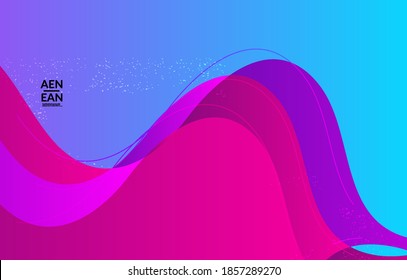 Abstract vector cover template with bright gradient wavy organic overlapping shapes grunge textured. Fluid wavy lines art. Disco music 80’s poster design. Social media frame or border.