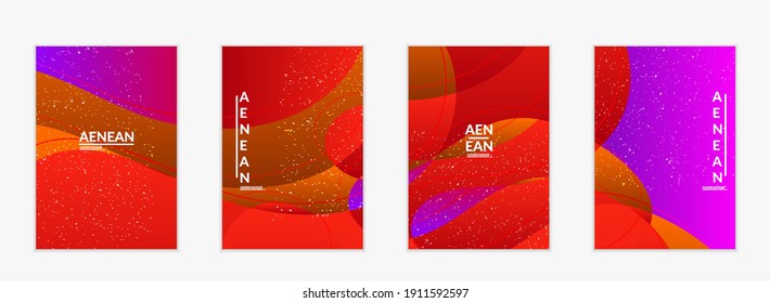 Abstract vector cover template with bright gradient wavy organic overlapping shapes grunge textured. Fluid wavy lines art. Disco music 80’s poster design. Social media frame or border.