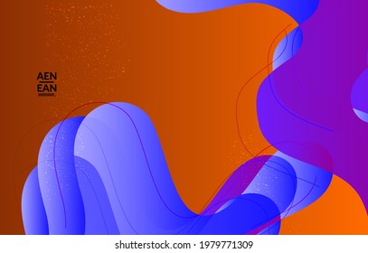 Plantilla de cubierta vectorial abstracta con formas orgánicas solapadas de gradiente brillante con textura gruesa. Líneas onduladas fluidas de arte. Diseño de afiches de música disco de los años 80. Marco o frontera de medios sociales.