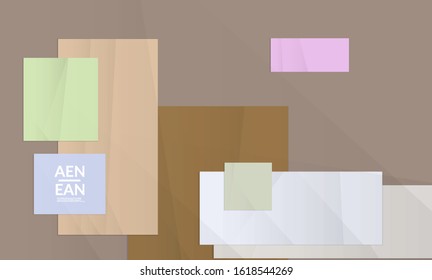 Abstract vector cover template with folded paper overlapping geometric shapes. Environmental design with cut out geometric objects made of recycled reused paper. Top view geometric pattern.