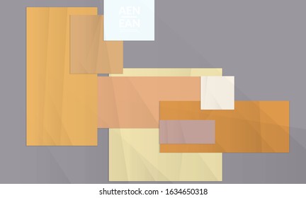 Abstract vector cover template with folded paper overlapping geometric shapes. Environmental design with cut out geometric objects made of recycled reused paper. Top view geometric pattern.