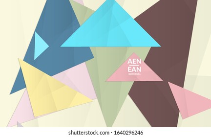 Abstract vector cover template with folded paper overlapping geometric shapes. Environmental design with cut out geometric objects made of recycled reused paper. Top view geometric pattern.