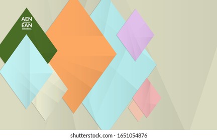 Abstract vector cover template with folded paper overlapping geometric shapes. Environmental design with cut out geometric objects made of recycled reused paper. Top view geometric pattern.