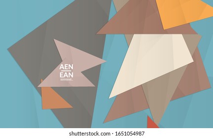 Abstract vector cover template with folded paper overlapping geometric shapes. Environmental design with cut out geometric objects made of recycled reused paper. Top view geometric pattern.