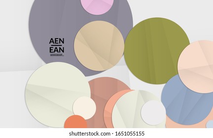Abstract vector cover template with folded paper overlapping geometric shapes. Environmental design with cut out geometric objects made of recycled reused paper. Top view geometric pattern.