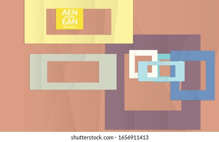 Abstract vector cover template with folded paper overlapping geometric shapes. Environmental design with cut out geometric objects made of recycled reused paper. Top view geometric pattern.