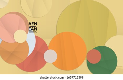 Abstract vector cover template with folded paper overlapping geometric shapes. Environmental design with cut out geometric objects made of recycled reused paper. Top view geometric pattern.
