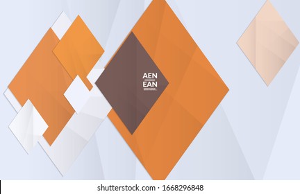 Abstract vector cover template with folded paper overlapping geometric shapes. Environmental design with cut out geometric objects made of recycled reused paper. Top view geometric pattern.