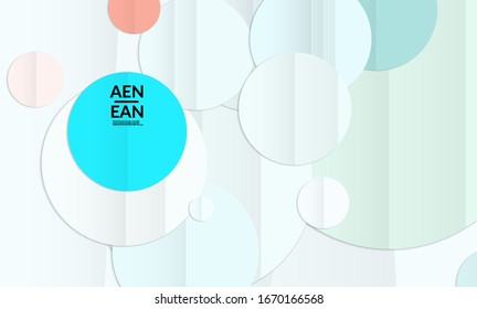 Abstract vector cover template with folded paper overlapping geometric shapes. Environmental design with cut out geometric objects made of recycled reused paper. Top view geometric pattern.