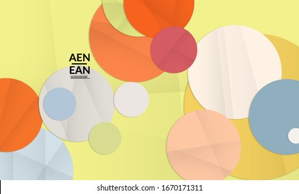 Abstract vector cover template with folded paper overlapping geometric shapes. Environmental design with cut out geometric objects made of recycled reused paper. Top view geometric pattern.