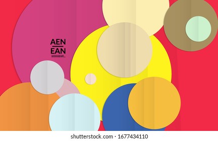 Abstract vector cover template with folded paper overlapping geometric shapes. Environmental design with cut out geometric objects made of recycled reused paper. Top view geometric pattern.
