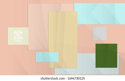 Abstract vector cover template with folded paper overlapping geometric shapes. Environmental design with cut out geometric objects made of recycled reused paper. Top view geometric pattern.