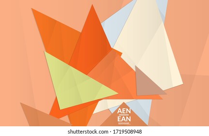 Abstract vector cover template with folded paper overlapping geometric shapes. Environmental design with cut out geometric objects made of recycled reused paper. Top view geometric pattern.