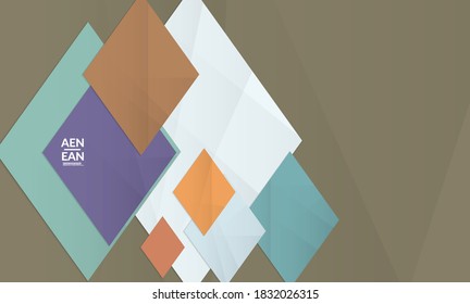 Abstract vector cover template with folded paper overlapping geometric shapes. Environmental design with cut out geometric objects made of recycled reused paper. Top view geometric pattern.