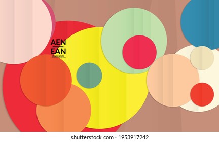 Abstract vector cover template with folded paper overlapping geometric shapes. Environmental design with cut out geometric objects made of recycled reused paper. Top view geometric pattern.