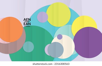 Abstract vector cover template with folded paper overlapping geometric shapes. Environmental design with cut out geometric objects made of recycled reused paper. Top view geometric pattern.