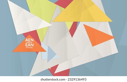 Abstract vector cover template with folded paper overlapping geometric shapes. Environmental design with cut out geometric objects made of recycled reused paper. Top view geometric pattern.