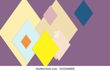 Abstract vector cover template with paper cut overlapping rectangles squares. Vintage art design poster with geometric background objects. Artistic wallpaper in retro style with rhombus pattern.