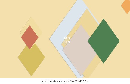 Abstract vector cover template with paper cut overlapping rectangles squares. Vintage art design poster with geometric background objects. Artistic wallpaper in retro style with rhombus pattern.