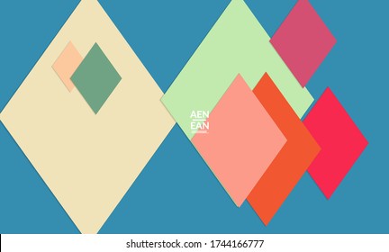 Abstract vector cover template with paper cut overlapping rectangles squares. Vintage art design poster with geometric background objects. Artistic wallpaper in retro style with rhombus pattern.